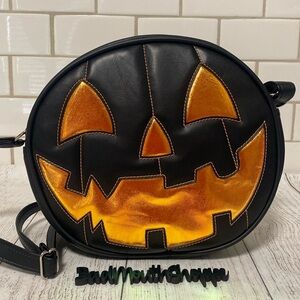 *Love Pain and Stitches Rare Black and Orange Holo Happy Crossbody Purse